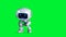 White smiling toy robot animation. Phisical motion blur. Realistic green screen 4k animation. Green screen