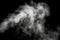 White smoke glow in the dark, steam gushing to form free shapes, beautiful abstract abstraction on black background, used for