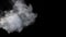 White smoke with large wave on black background, slow motion