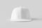 White snapback cap mockup on a grey background, front view