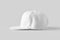 White snapback cap mockup on a grey background, side view