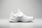 White sneaker isolated on light background, sport shoe fashion, sneakers, trainers, sport lifestyle, running concept, product