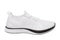 White sneakers made of cloth mesh, with a black stripe, sports summer shoes on a white background