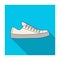 White sneakers unisex lace up. Shoes for sports and daily life.Different shoes single icon in flat style vector symbol