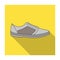 White sneakers unisex lace up. Shoes for sports and daily life.Different shoes single icon in flat style vector symbol