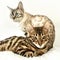 White snow bengal and golden Bengal cat