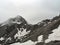 White snow covered black mountains