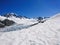 White snow over Mountain slope with clear blue sky backgroun