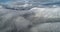 White snow pine mountain forest aerial panorama. Winter nobody nature landsape. Snowy high fir trees