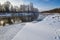 The white snow and wintertime river