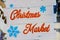 White Snow Wooden Christmas Market text banner