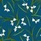 White Snowdrop Flower on Indigo Blue Background. Vector Illustration