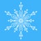 White snowflake, winter icon. Simple cute christmas symbol, ice crystal hexagon