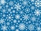 White snowflakes on blue background