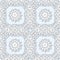 White snowflakes on pale blue background, damask ornament seamless pattern. Paper cut style