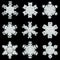 White snowflakes sampler isolated on black