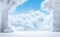 white snowy cloud and snowflakes showcase for promotion natural products and cosmetics