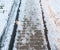 White snowy concrete outdoor walkway in winter