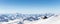 White snowy winter Caucasus mountains at sunny day. Panorama view from ski slope Elbrus, Russia