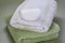 White soap bar and bath towel