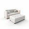 White Sofa And Ottoman Set In Highly Detailed Style