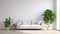 White Sofa And Plant: A Zen Minimalist Room With Tranquil Serenity