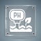 White Soil ph testing icon isolated on grey background. PH earth test. Square glass panels. Vector