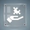 White Solution to the problem in psychology icon isolated on grey background. Puzzle. Therapy for mental health. Square