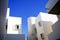 White spanish architecture and blue sky