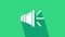 White Speaker volume, audio voice sound symbol, media music icon isolated on green background. 4K Video motion graphic