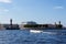 White speedboat at Neva river.