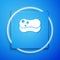 White Sponge icon isolated on blue background. Wisp of bast for washing dishes. Cleaning service concept. Blue square