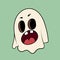 White spooky Ghost. Vintage toons: funny character, vector illustration trendy classic retro cartoon style