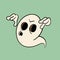 White spooky Ghost. Vintage toons: funny character, vector illustration trendy classic retro cartoon style