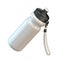 White sport plastic water bottle angled 3D