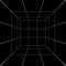 White square room, hallway, studio or portal wireframe in perspective on black background. Box grid structure