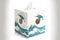 white square tissue box with pattern in form of impression of sea moluses