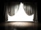 white stage curtains. wood floor. abandoned. transparent PNG file.