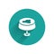 White Stain on the tablecloth icon isolated with long shadow. Green circle button. Vector