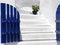 White stairs with blue wicket, Santorini, Greece, Europe