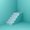 White stairs in the corner with green pastel color wall background