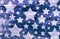 White stars on distressed vintage blue background wall with cracks and peeling paint brush strokes on barn wood grunge texture, ol