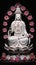 white statue of Place Guanyin on a lotus throne generative AI