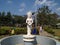 White Statue of water goddess Kaveri in front of Railway Station. Cauveri is an Indian river flowing through the states of