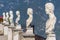 White statues decorate a Terrace of Infinity in Villa Cimbrone above the sea in Ravello, Amalfi Coast, Italy