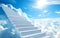 white steps of the staircase leading into white clouds on the blue sky