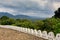 White stone fence in Buddha Rock temple in Dambulla, Shri Lanka