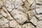 White Stoned Wall in Uneven Cut for Background. Closeup View of Chalky Dry Rock Formation in Abstract. Crazy Pattern of
