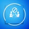 White Stop plastic pollution icon isolated on blue background. Ecological poster. Blue square button. Vector