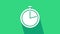 White Stopwatch icon isolated on green background. Time timer sign. 4K Video motion graphic animation